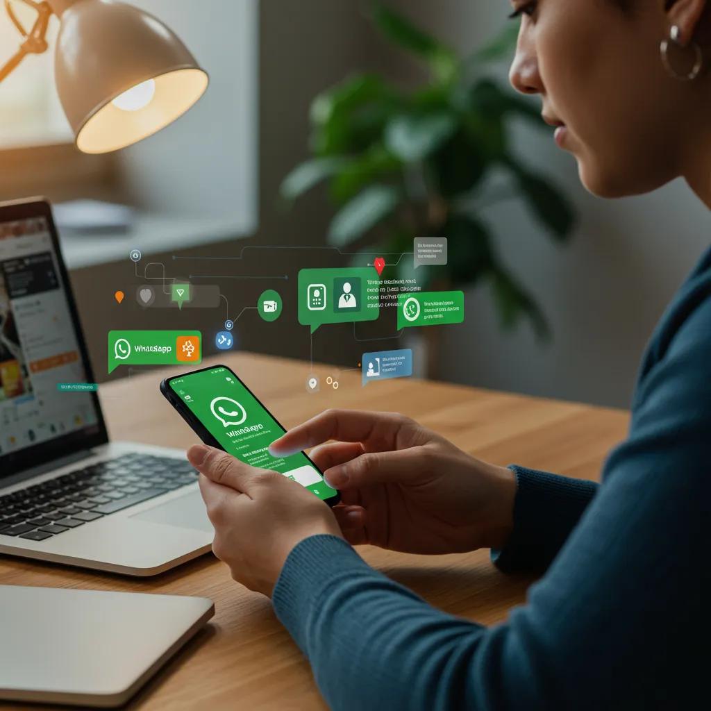 Person using WhatsApp on a smartphone, illustrating AI integration in messaging solutions