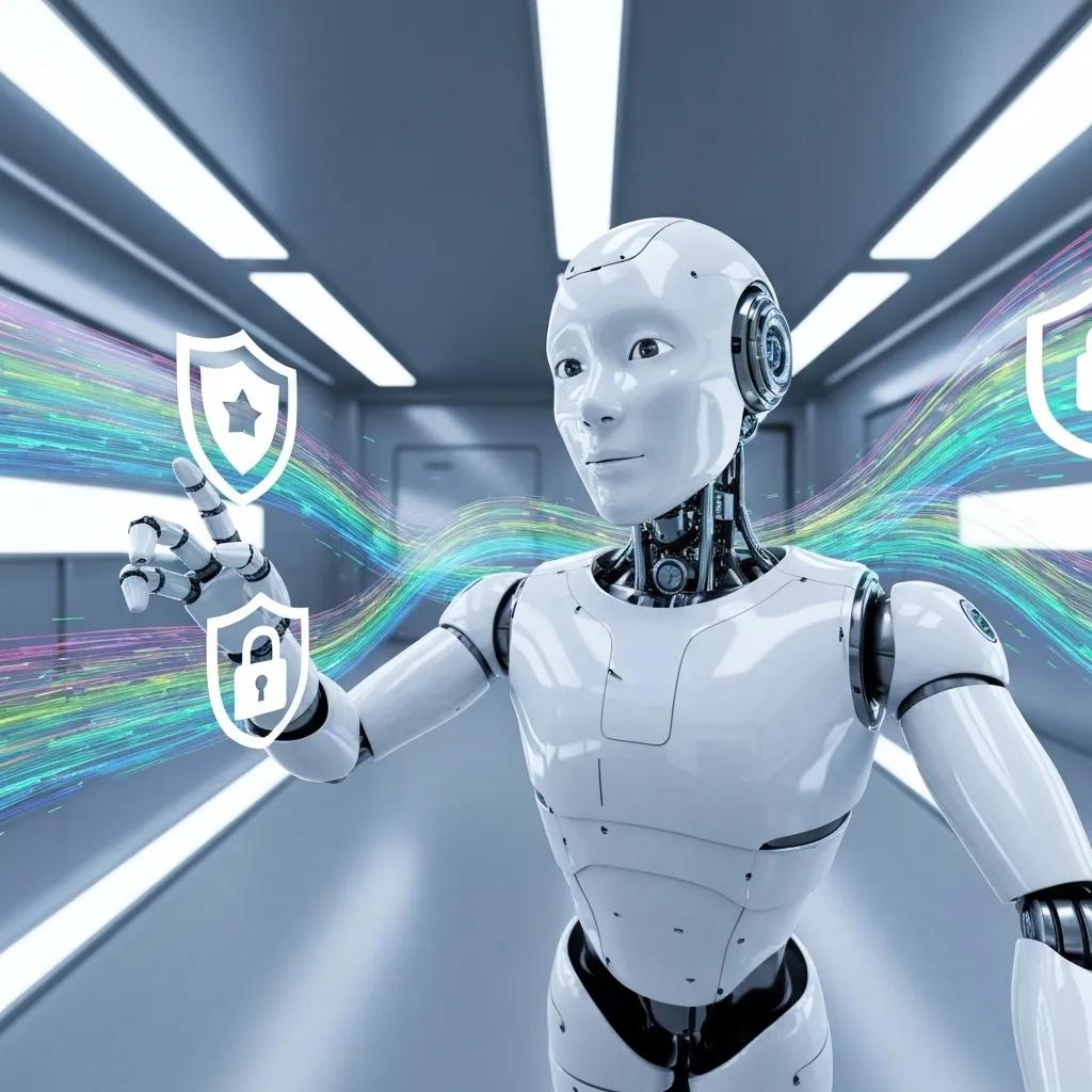 Dynamic illustration of AI integration with security icons highlighting challenges in customer data protection