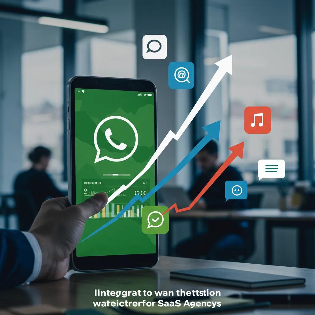 Representación visual de los beneficios de integrar WhatsApp para agencias SaaS, destacando el crecimiento y la eficiencia.