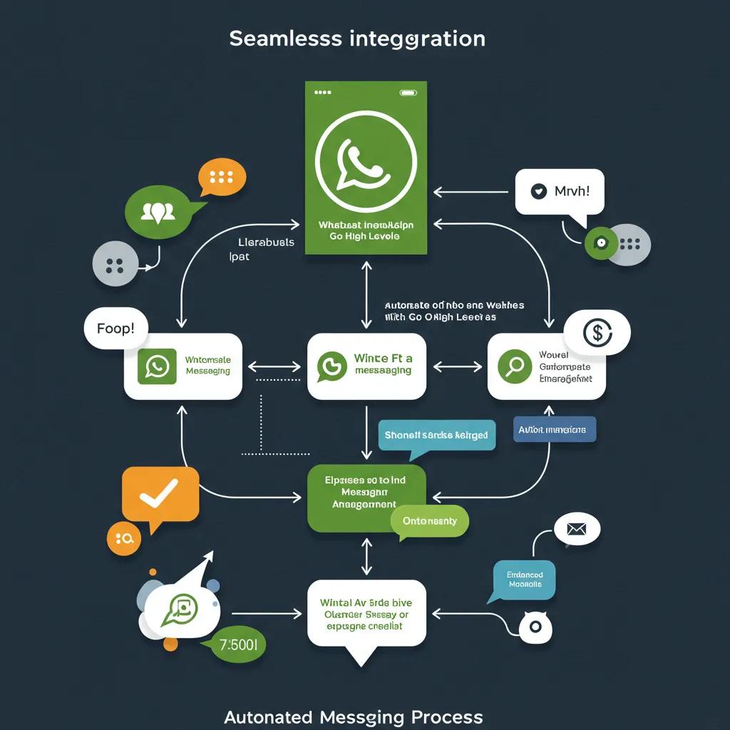 Representación visual de la integración de WhatsApp con Go High Level mostrando mensajería automatizada